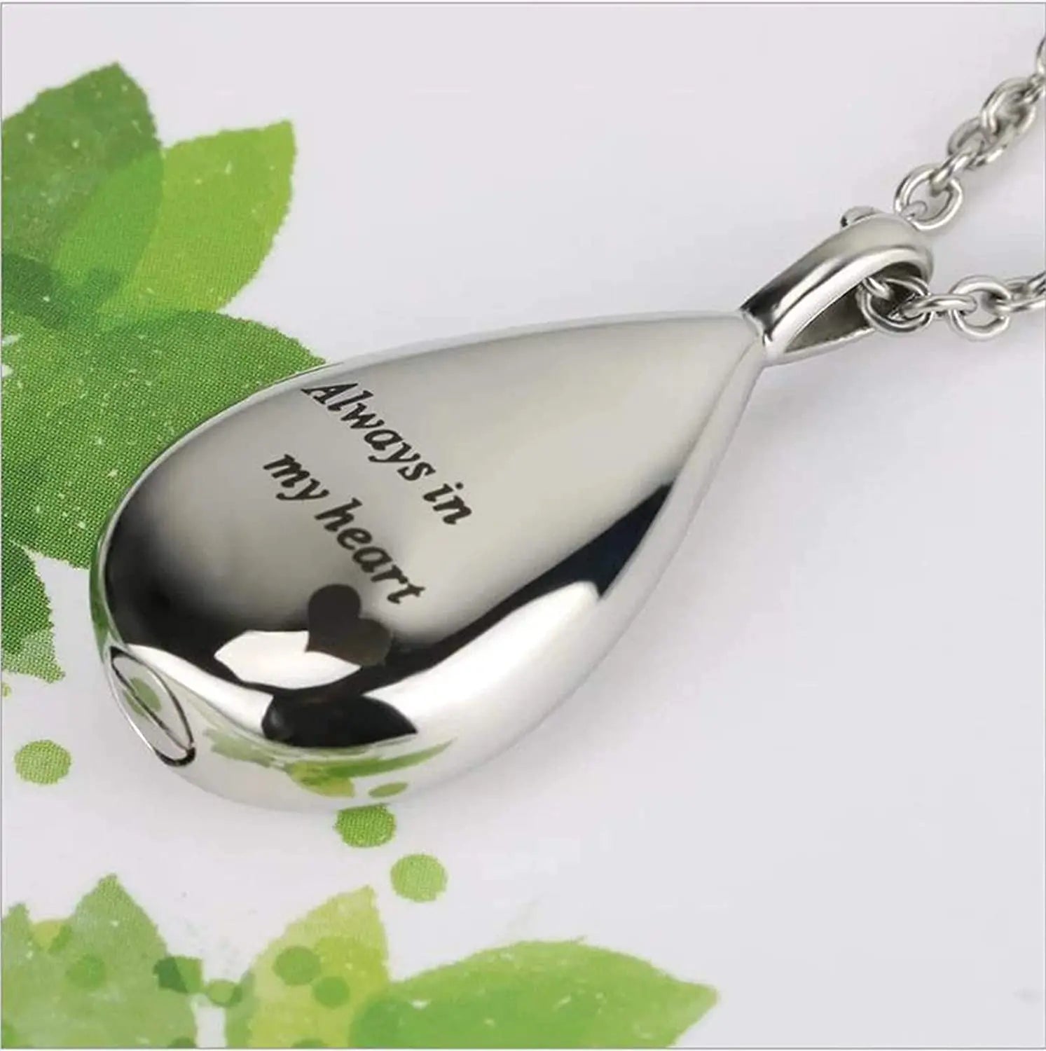 Pendentif Urne Mémorial Larme en Acier Inoxydable – Toujours dans mon cœur