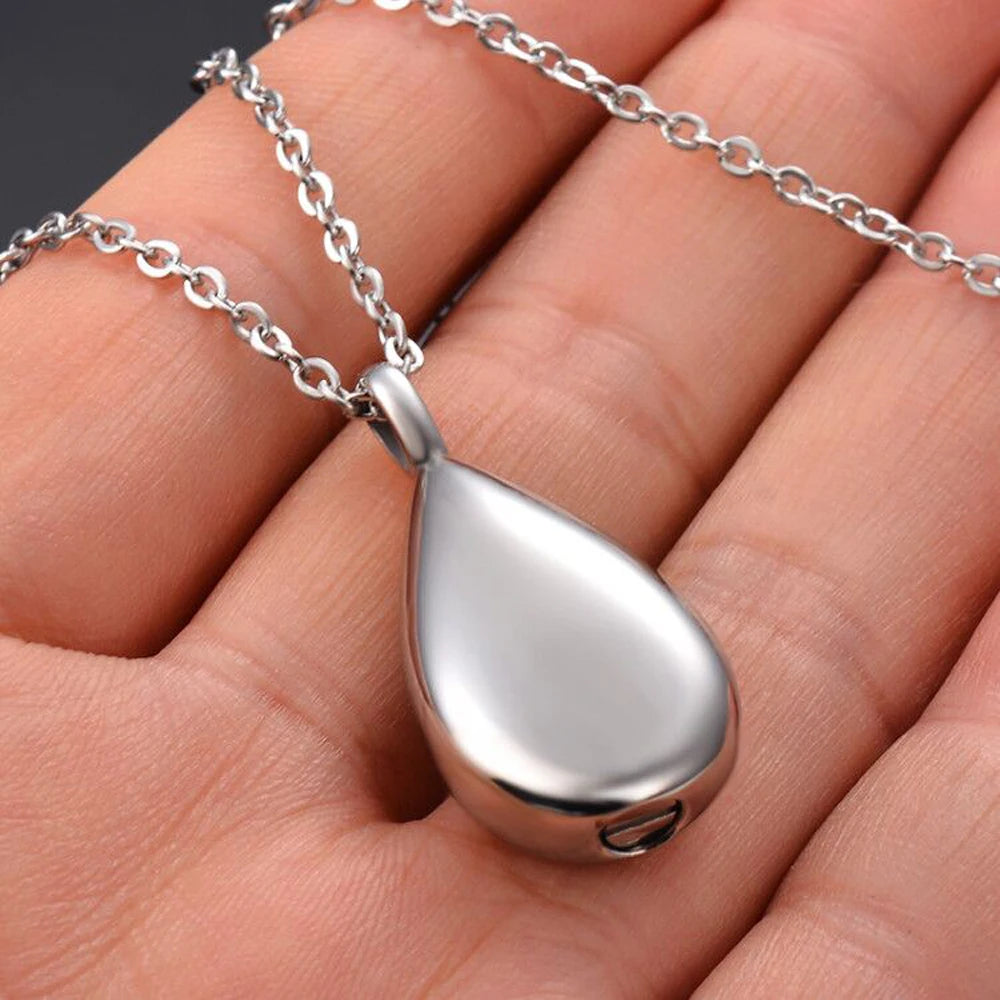 Pendentif Urne Mémorial Larme en Acier Inoxydable – Toujours dans mon cœur