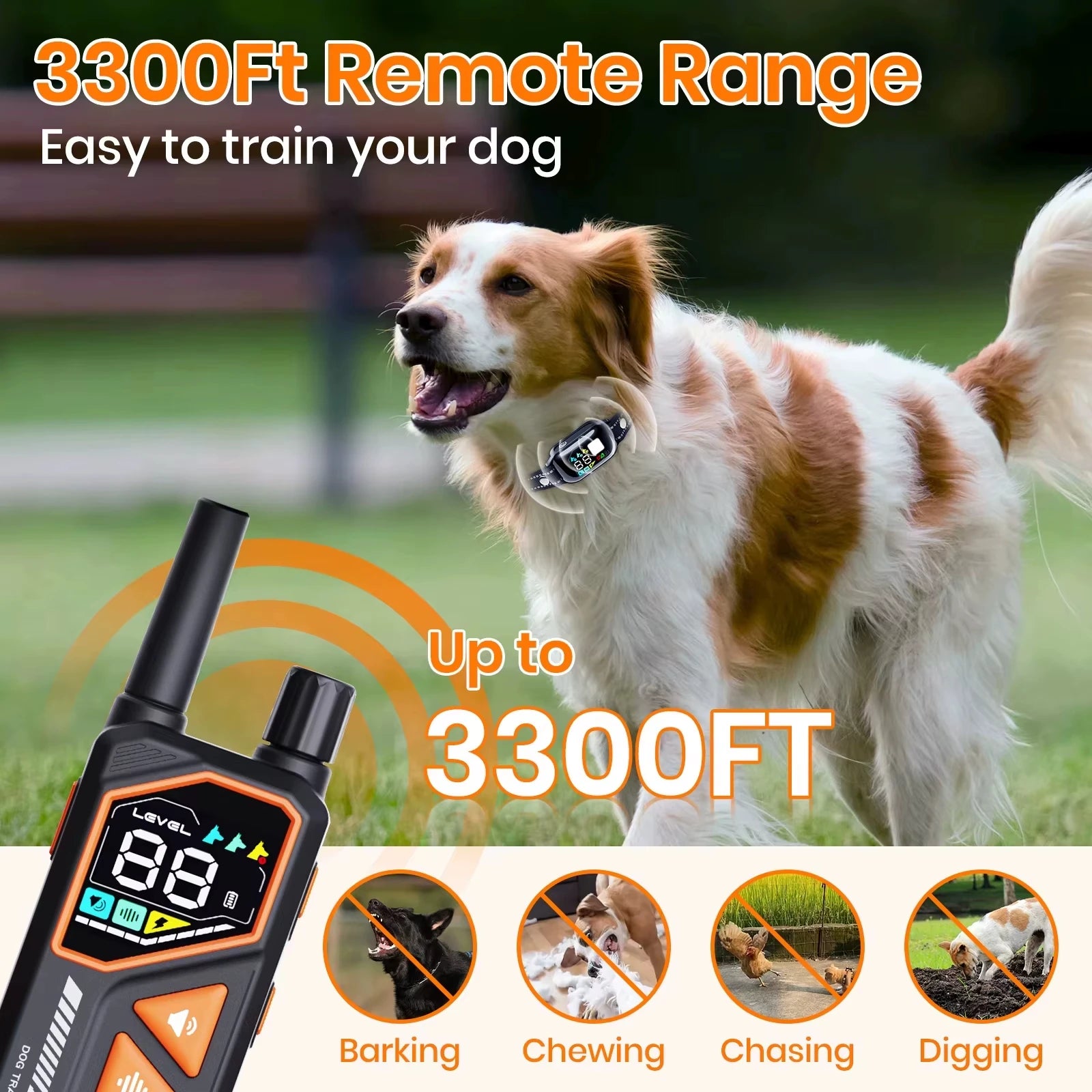 Collier de Dressage Électrique 3300ft avec IA – Imperméable IPX7 | PawZix