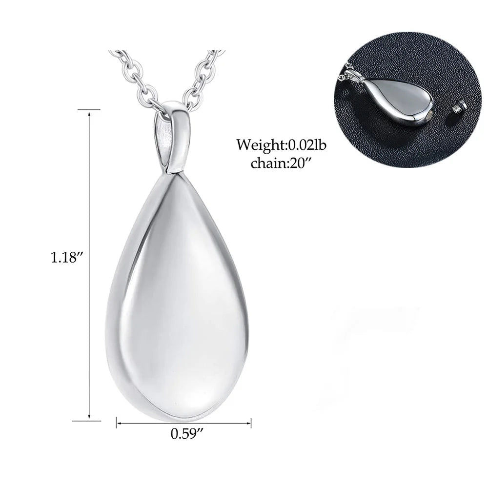 Pendentif Urne Mémorial Larme en Acier Inoxydable – Toujours dans mon cœur